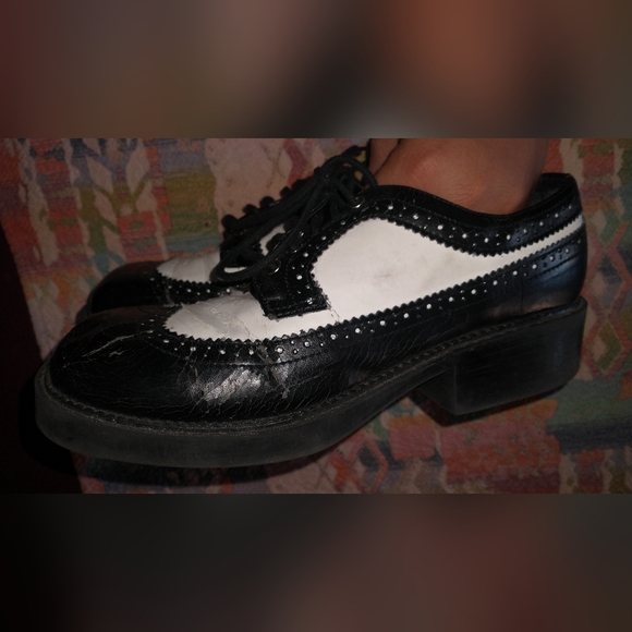 Vintage Y2K City Snappers Classic Black and White Chunky Oxford Shoes 6.5 - Picture 5 of 9